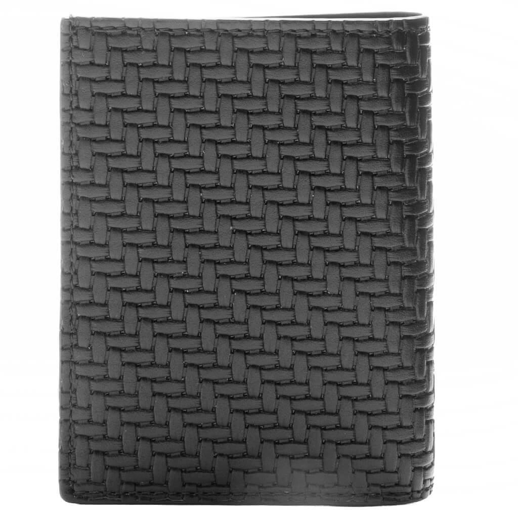 Braided Effect Leather Card Holder Black