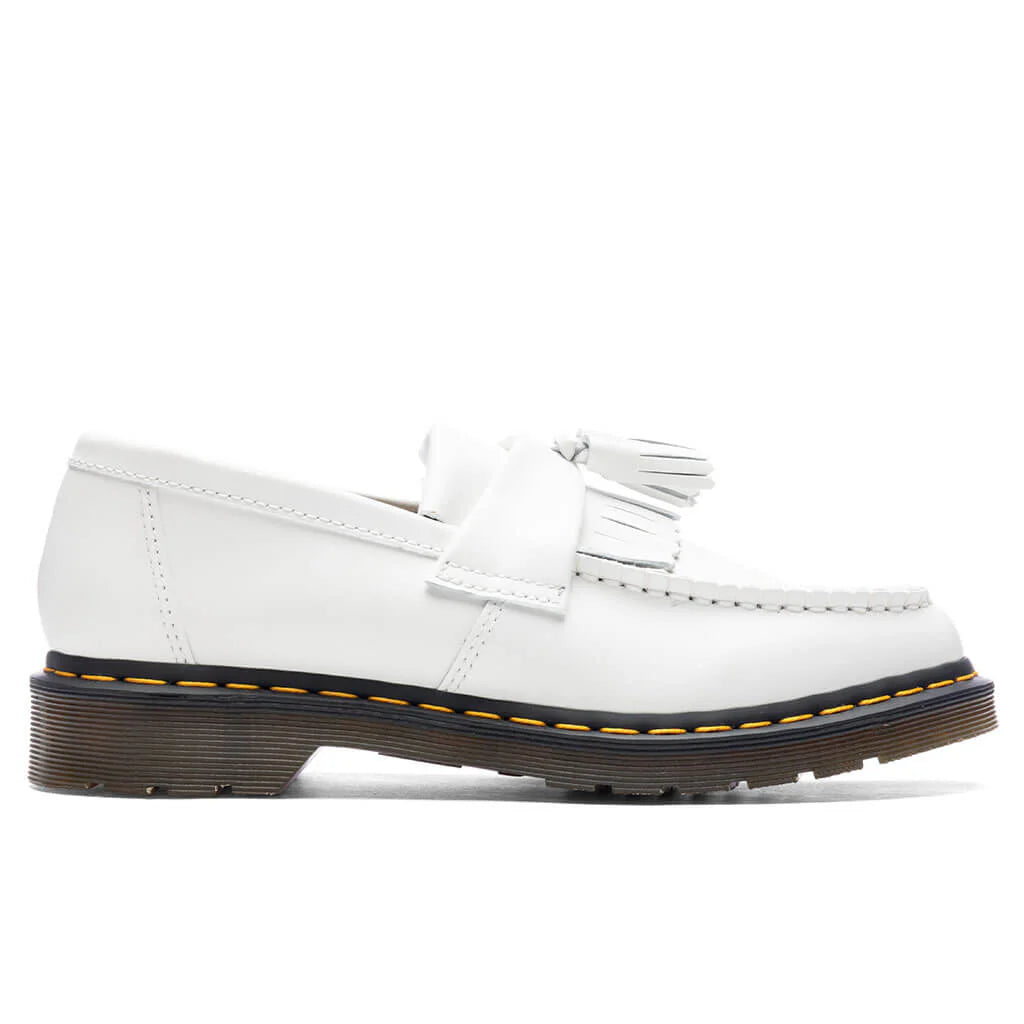 Adrian Ys Smooth Leather Tassel Loafer White