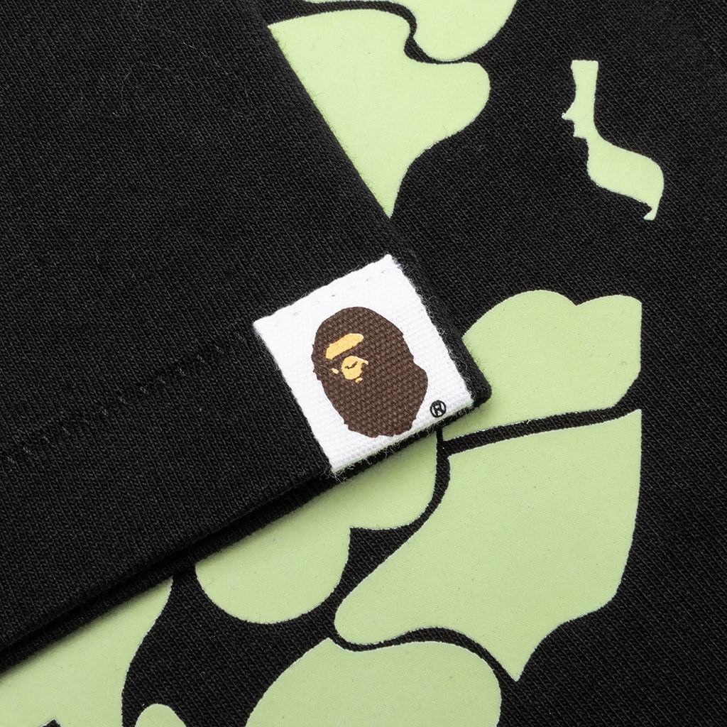 Kids Glow in The Dark Camo Big Ape Head Tee Black