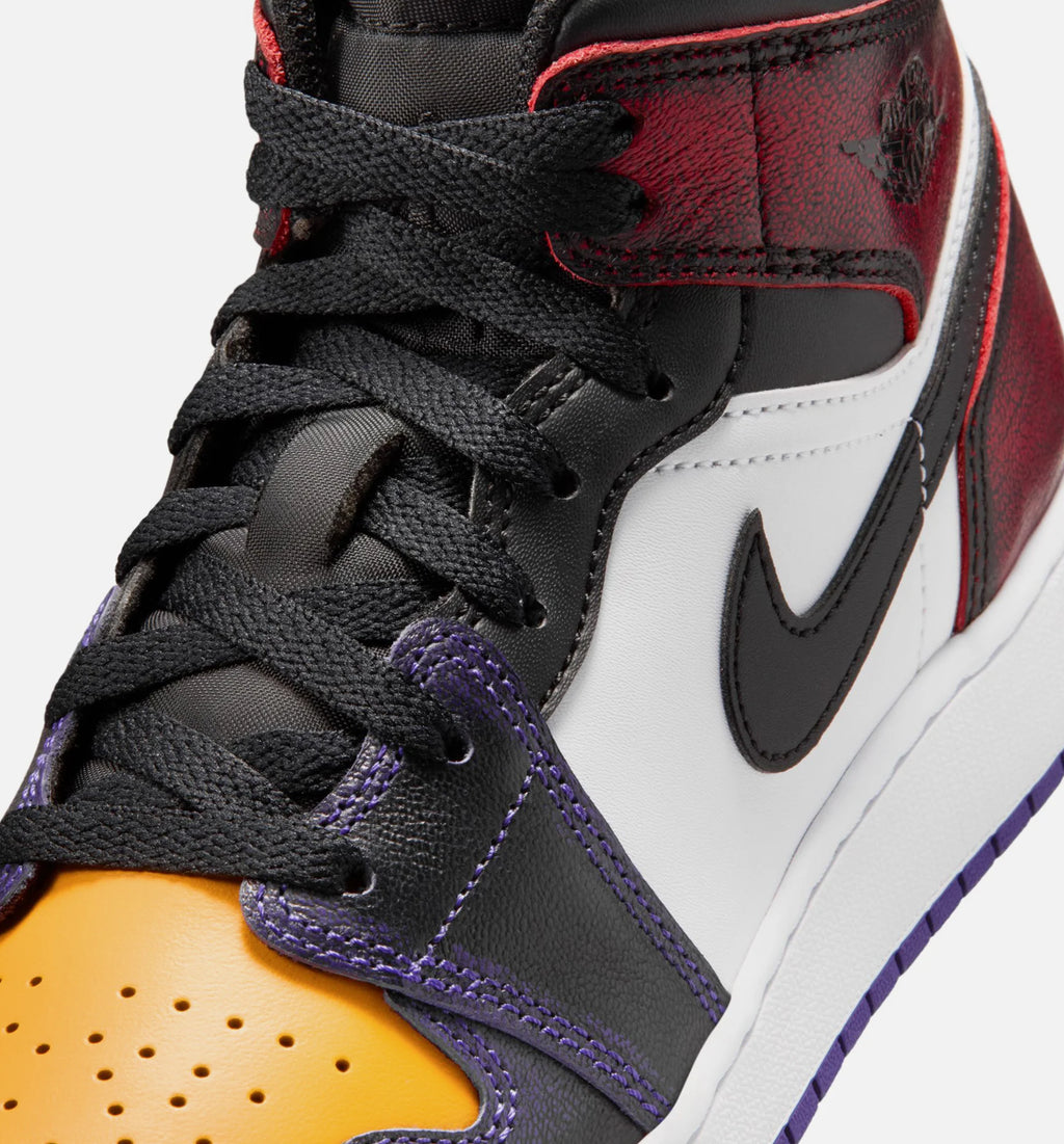 Air Jordan 1 Mid SE Grade School Lifestyle Shoe True Red White Court Purple Black