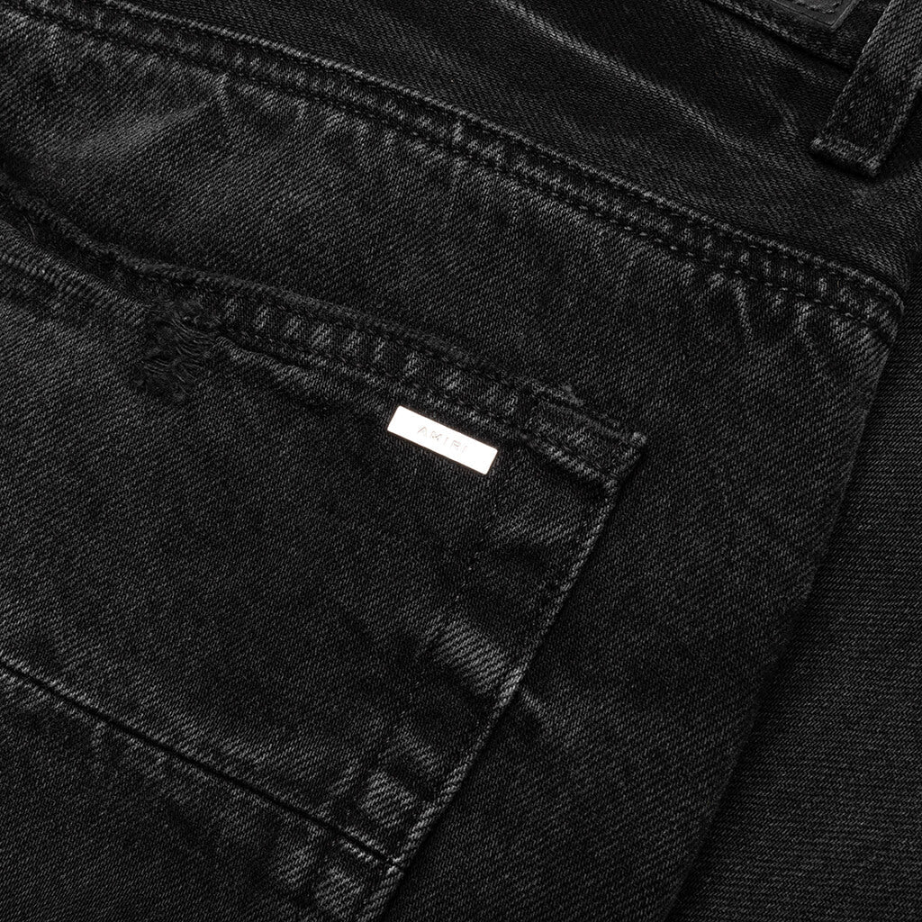 Varsity Eagle Logo Straight Jean Faded Black