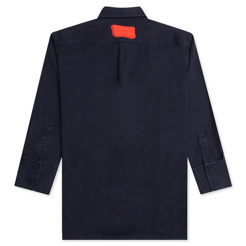 Chest Pocket Oversized Contrast Shirt Navy