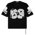 69 Distressed Patch Half Sleeve Tee Black