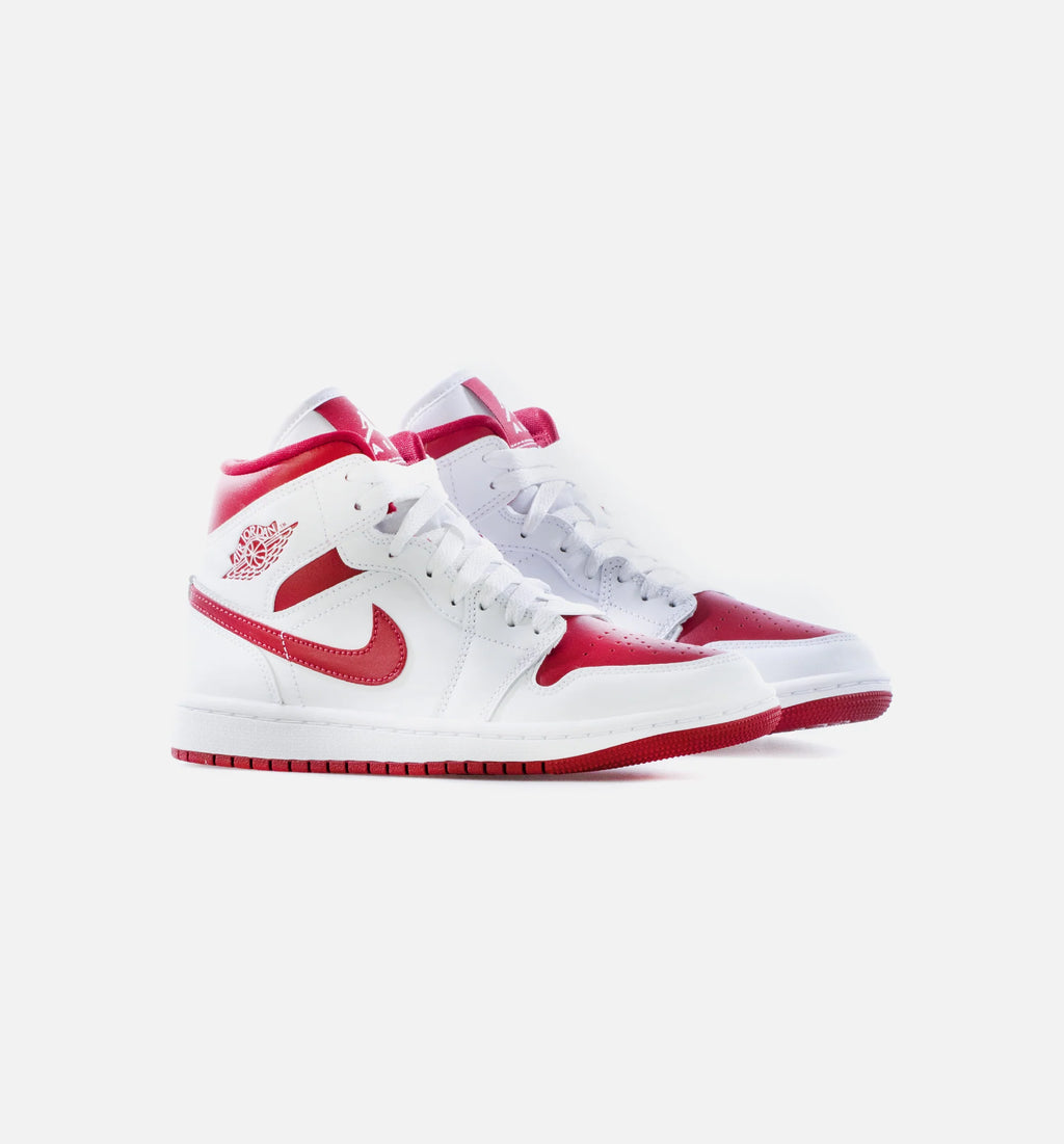 Air Jordan 1 Mid Red Toe Womens Lifestyle Shoe White Pomegranate