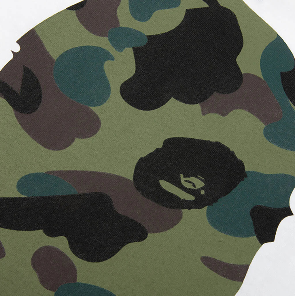 Kids 1st Camo Big Ape Head L S Tee White Green