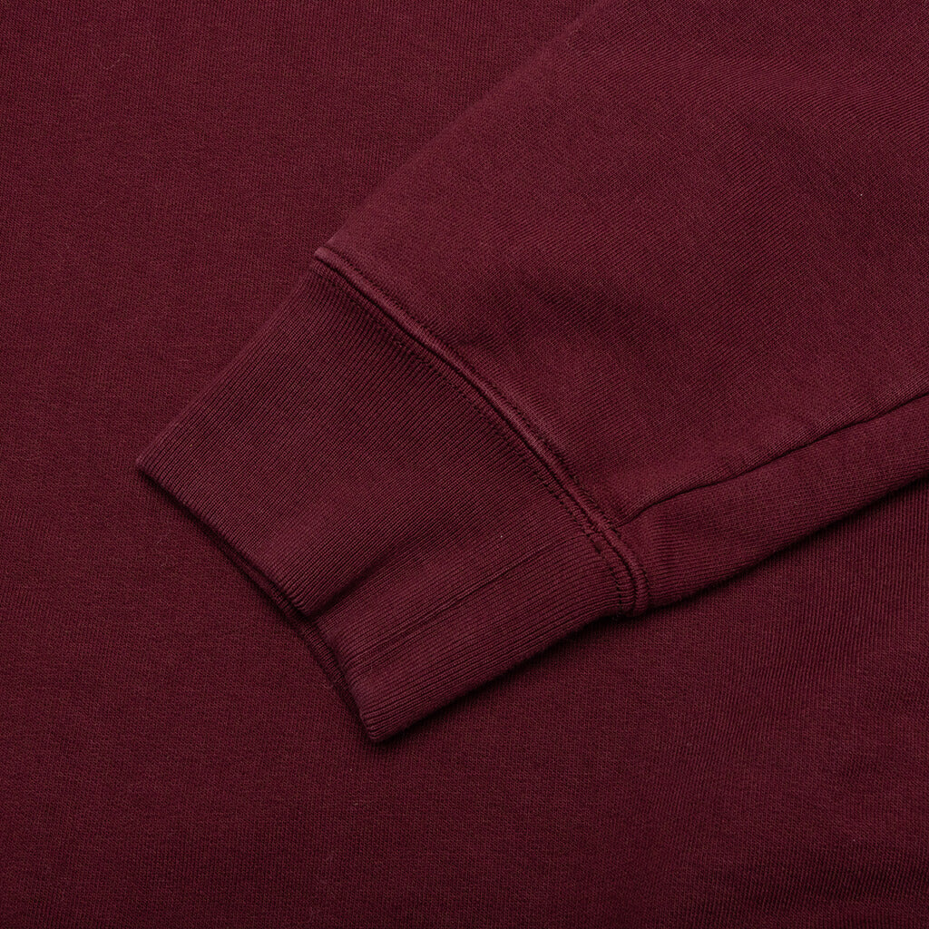 Logo Embroidered Long Sleeved Hoodie Burgundy