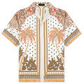 Palm Tree Bowling Shirt Copper Brown