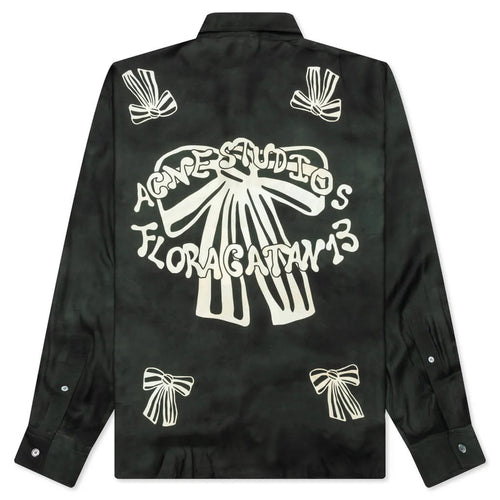 Floragatan Button Up Shirt Black White