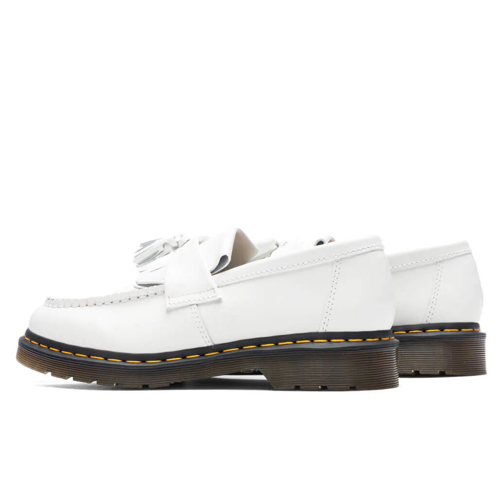 Adrian Ys Smooth Leather Tassel Loafer White
