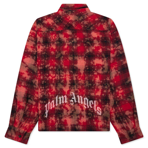 Curved Logo Check Shirt L S Red Off White