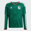 adidas Mexico Home Long Sleeve Youth Soccer Jersey 26 Green