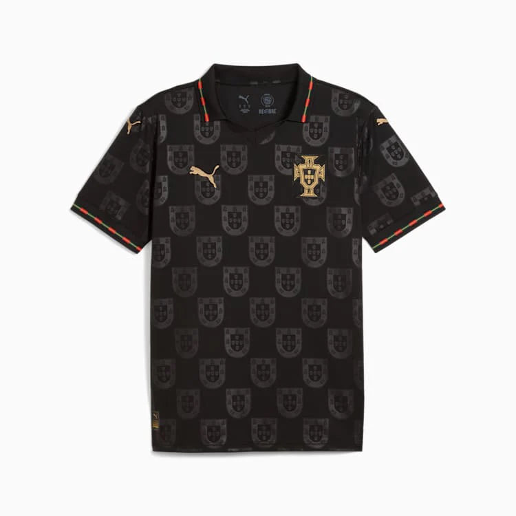 PUMA Portugal Special Edition Mens Soccer Jersey 25 26 Black Gold