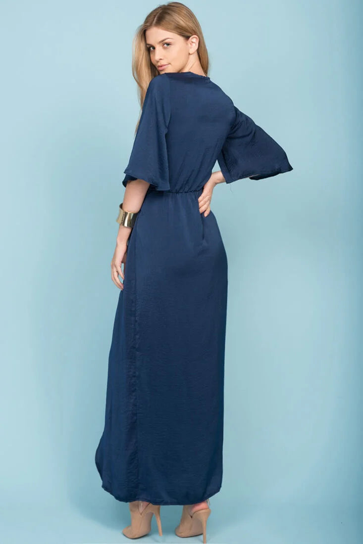 Cleo High Center Slit Dress Navy