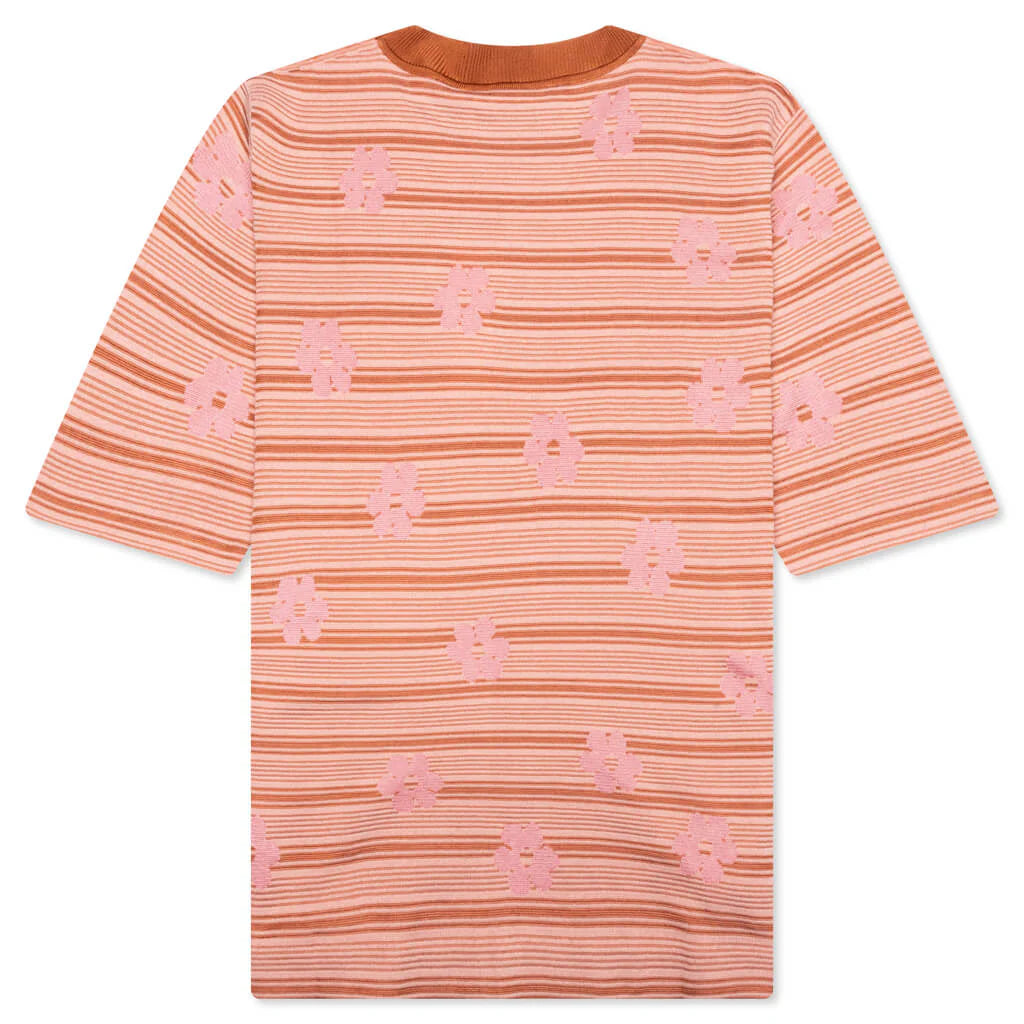 Striped Floral T Shirt Pink Gummy