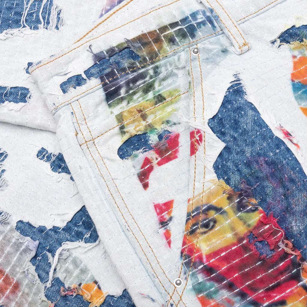 Boro Stitched Double Knee Pant Multi