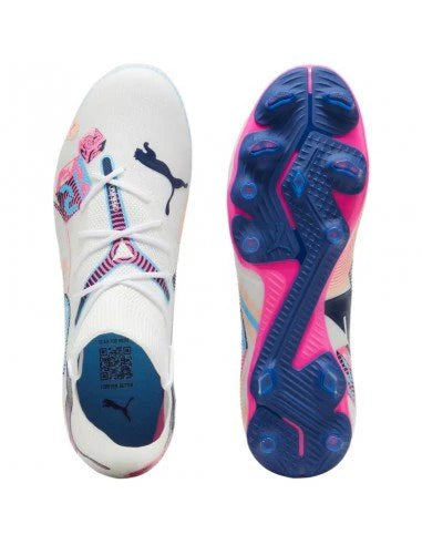 PUMA Future 7 Match Volume UP FG AG Multi Ground Soccer Cleats White Blue Pink
