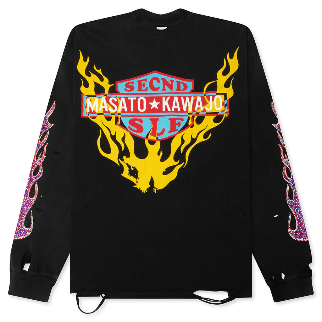SeCND SLF x Masato Kawajo Firestorm Vintage L S Black Red Teal