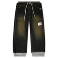 Sweat Pants Combined Denim Pants Indigo
