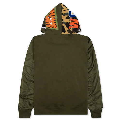Military Shark Relaxed Fit Full Zip Hoodie Olive Drab