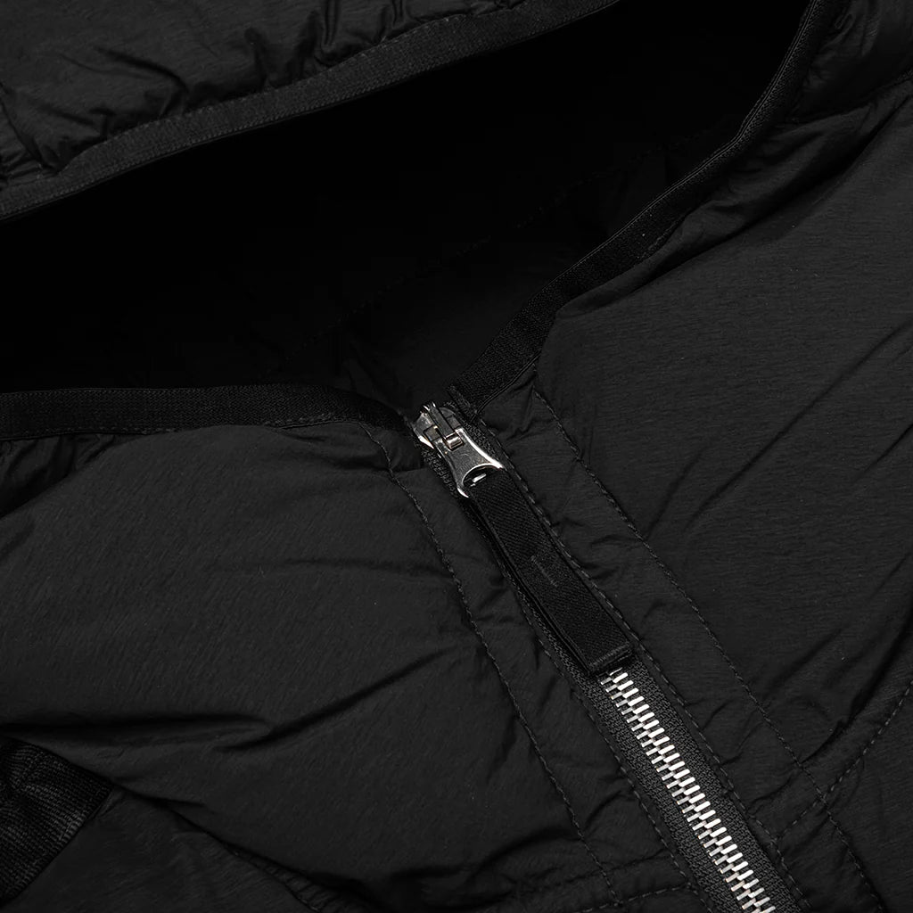 Real Feather Hooded Jacket Black