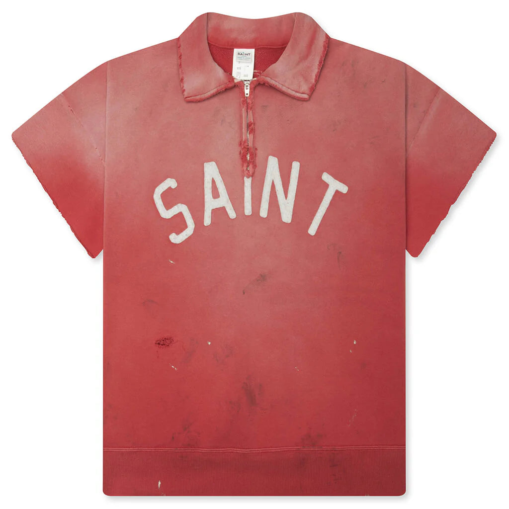 Saint S S Half Zip Sweat Polo Red