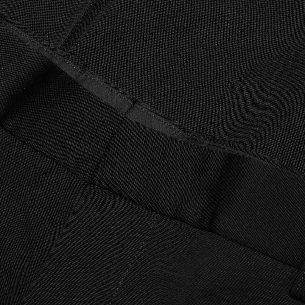 Wide Leg Gabardine Wool Trousers Black