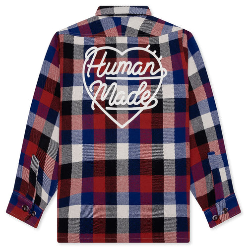 Wool Check Shirt Jacket Red
