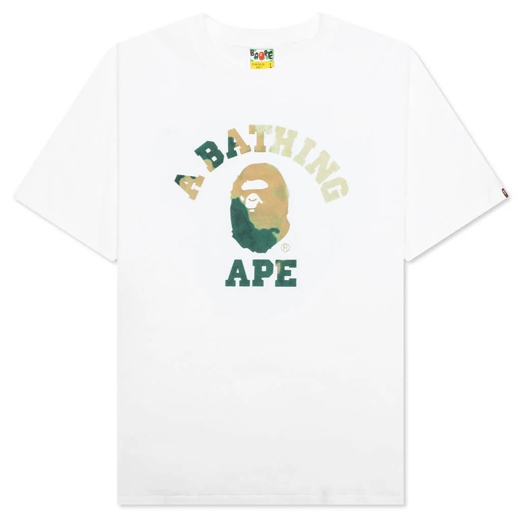 Tie Dye College Tee White Beige