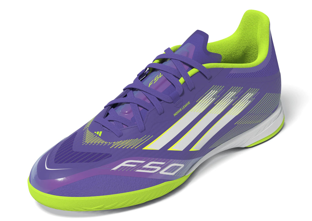adidas F50 League Indoor Soccer Shoes Purple White Lemon