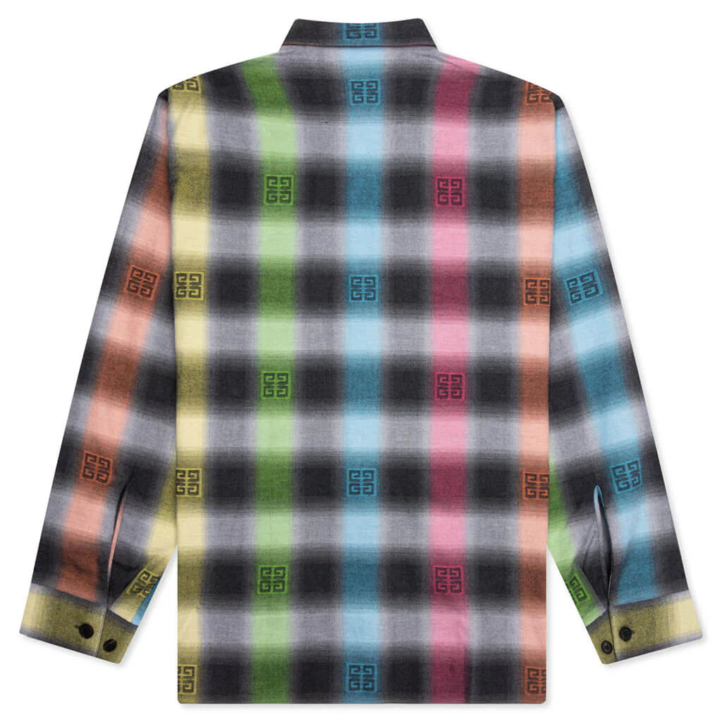 Oversized Fit L S Shirt w Chest Pockets Multicolored