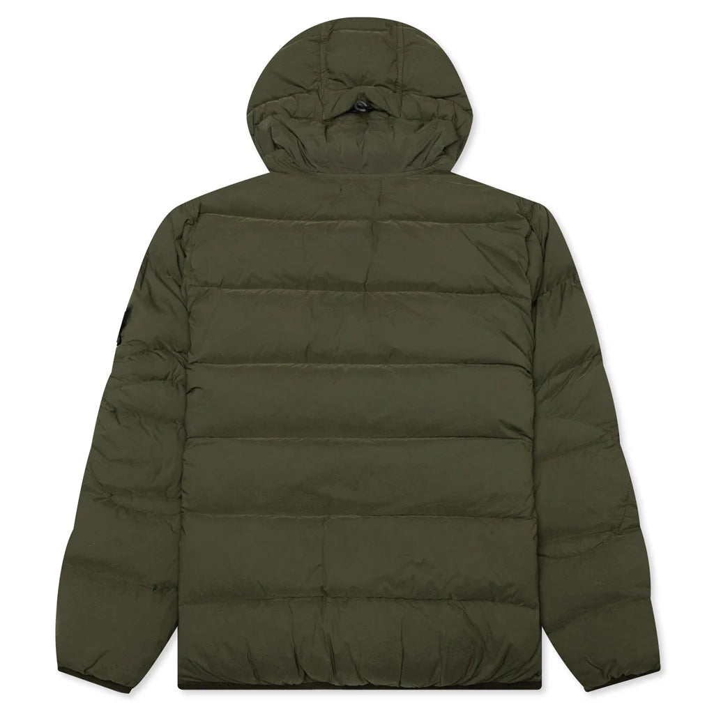 Real Feather Hooded Jacket Olive