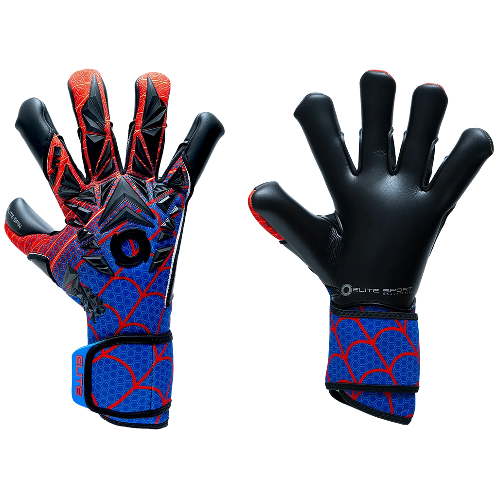 Elite Sport Spin Goalkeeper Soccer Gloves Black Red Blue