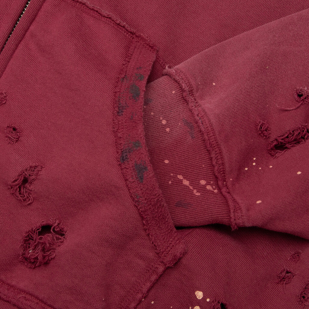 Luke Fleece Hoodie Burgundy