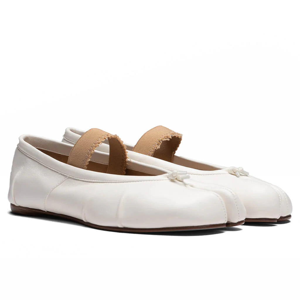 Womens Tabi Elastic Band Mule Ivory Nude