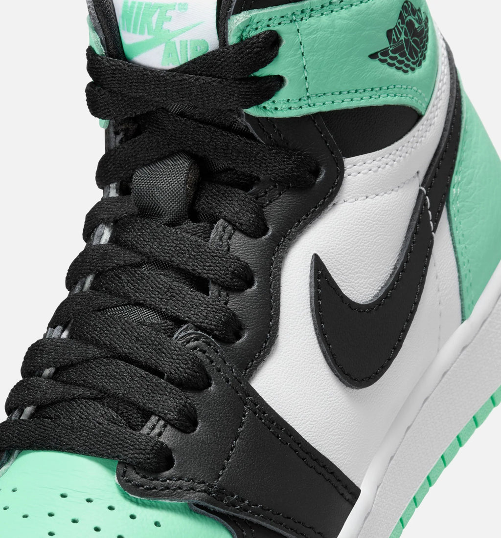 Air Jordan 1 Retro High OG Grade School Lifestyle Shoe White Black Green Glow