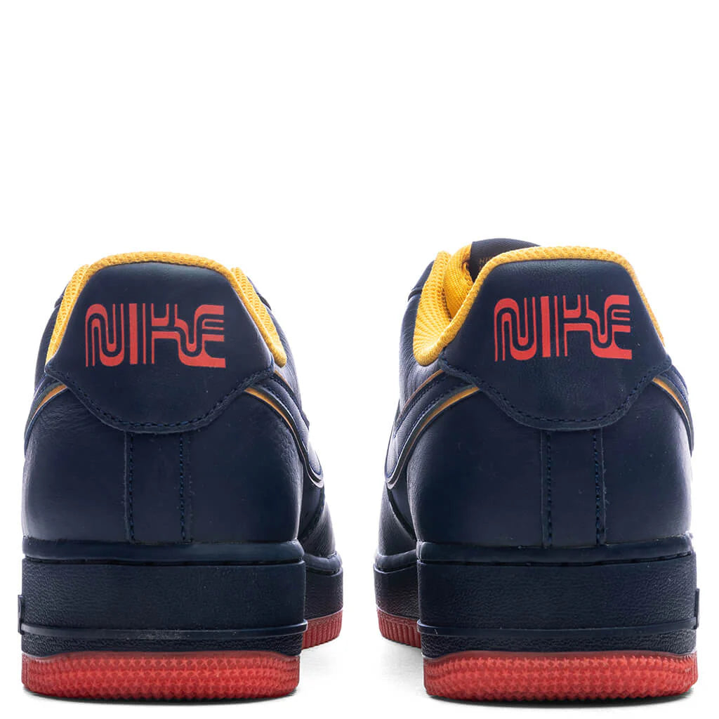Air Force 1 07 LV8 Retro Lettering Midnight Navy Light Crimson Blue Void University Gold