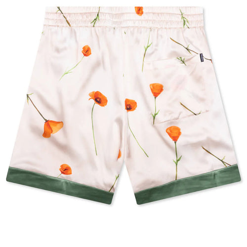 Color Block Silk Shorts Poppy Ivory