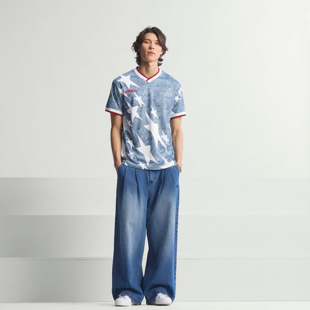 adidas Denim Graphic Soccer Jersey White Blue
