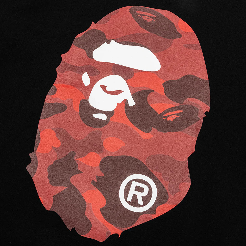 Color Camo Big Ape Head Tee Black Red