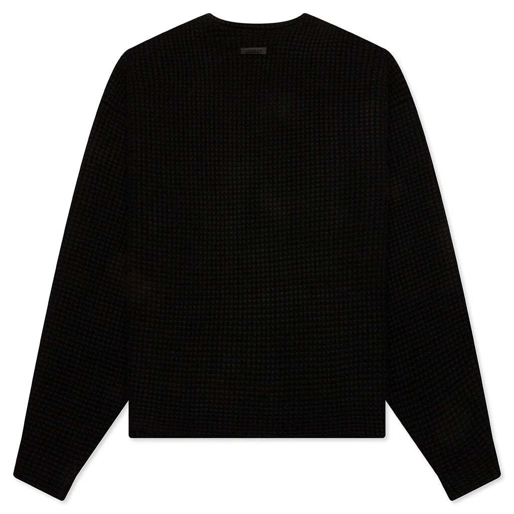 Heavy Waffle Cardigan Black