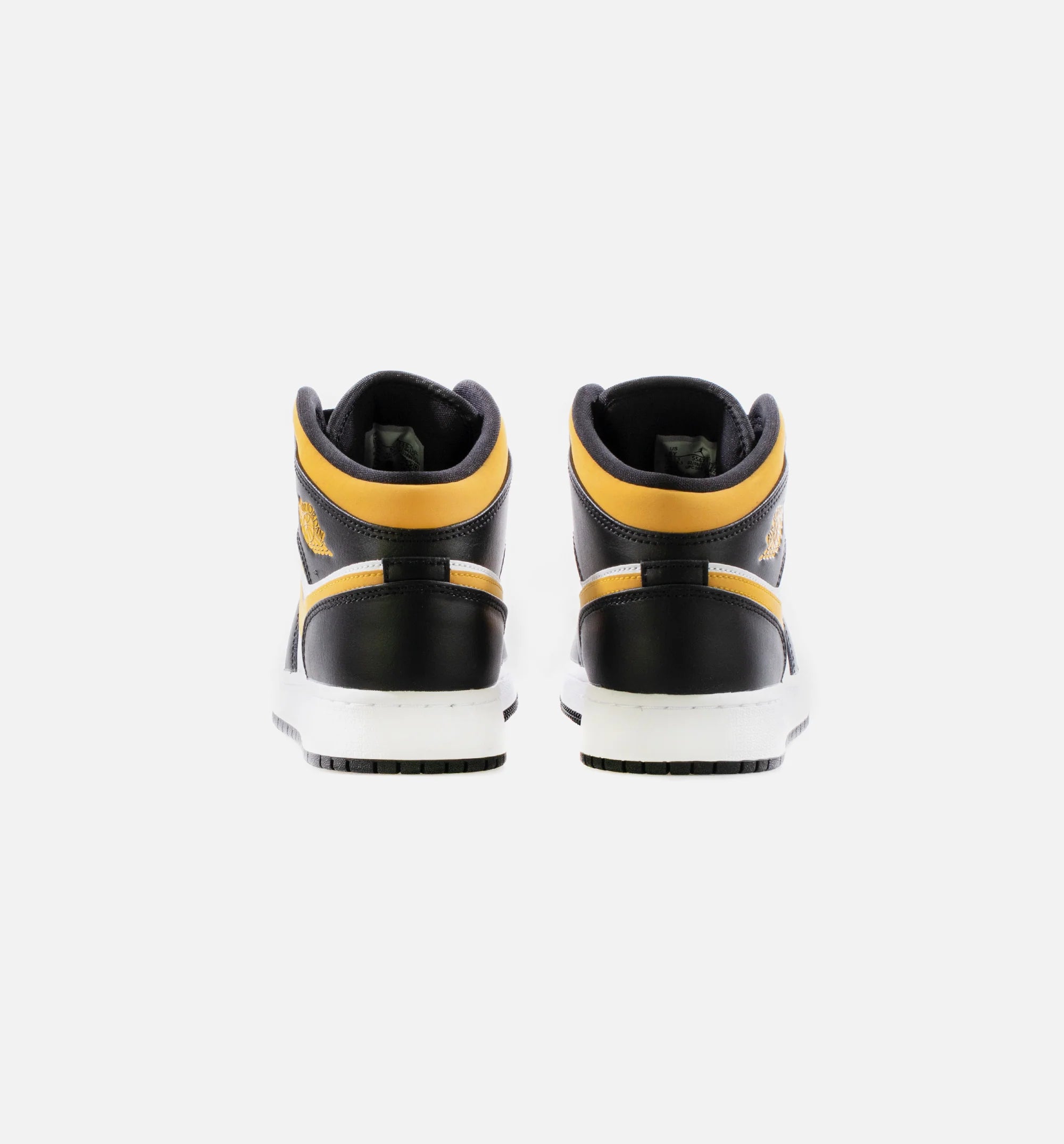 Air Jordan 1 Mid Black University Gold Grade School Lifestyle Shoe White Black Pollen