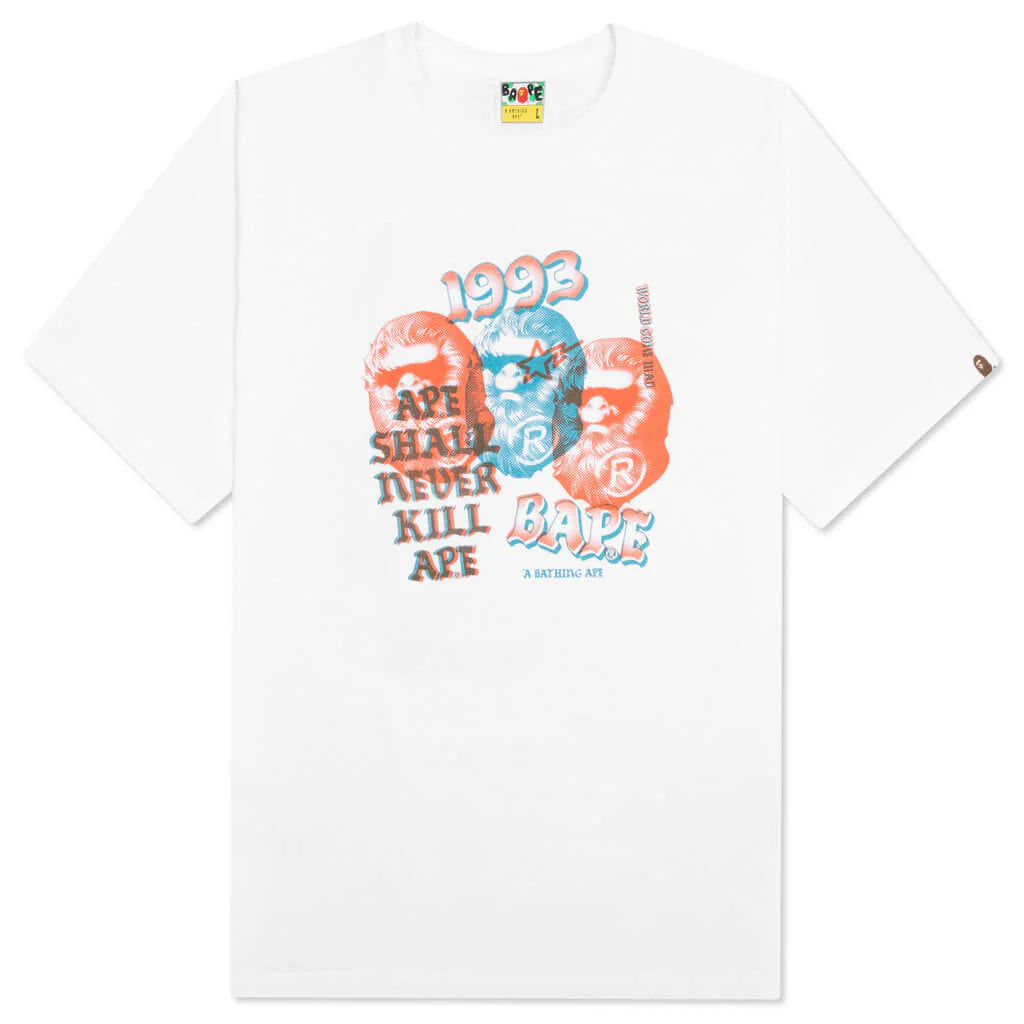 Pigment Three Ape Head Tee White