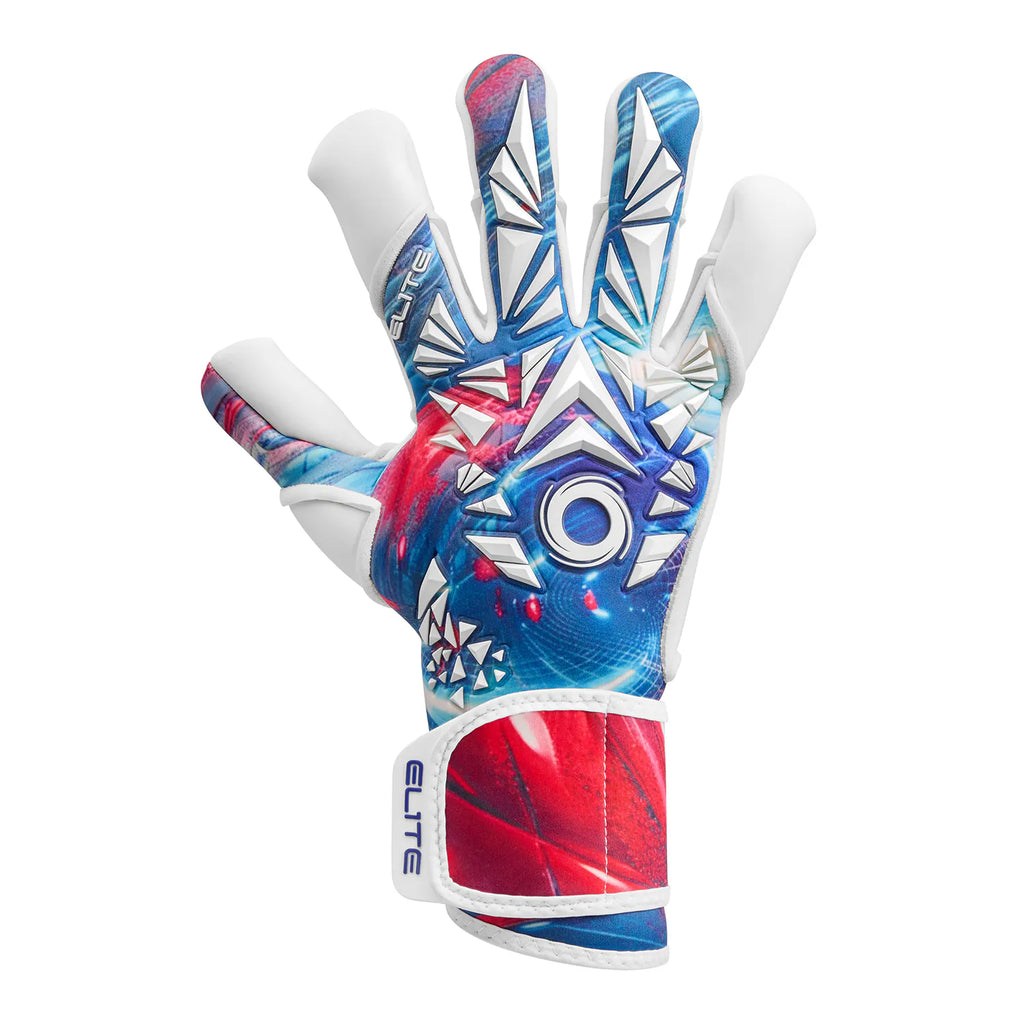 Elite Sport Quartz Goalkeeper Soccer Gloves White Blue Red