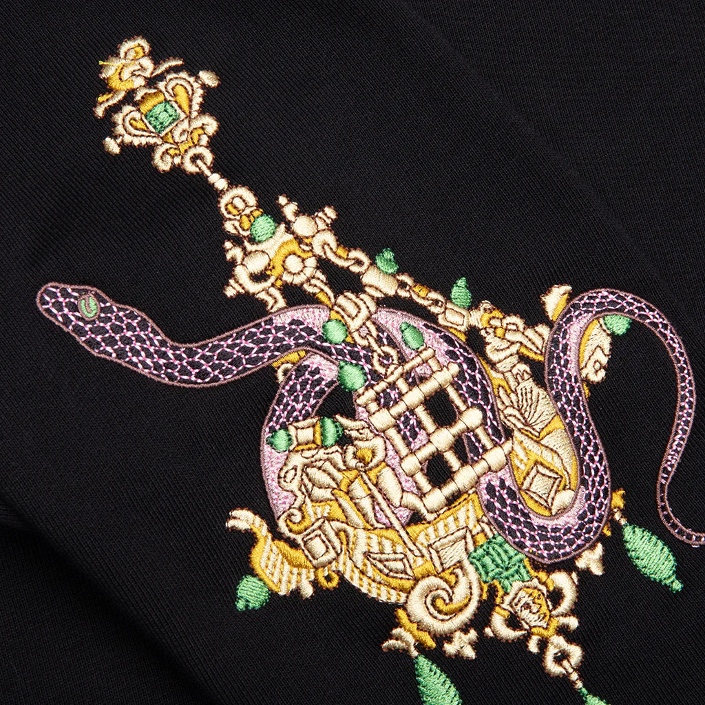 Fleece Sweatshirt with Chandelier and Snake Black