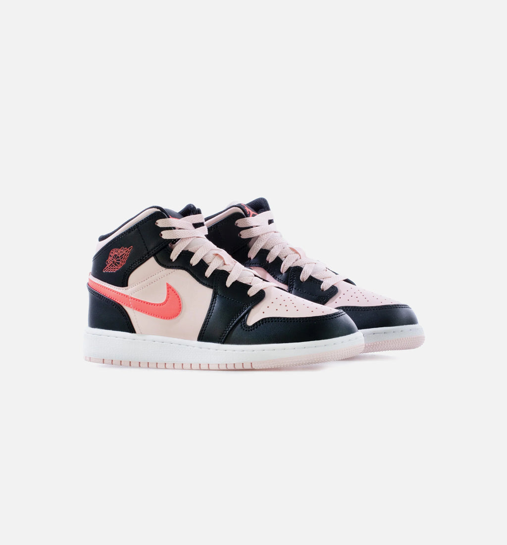 Air Jordan 1 Mid Atmosphere Grade School Lifestyle Shoe Atmosphere Black Infrared