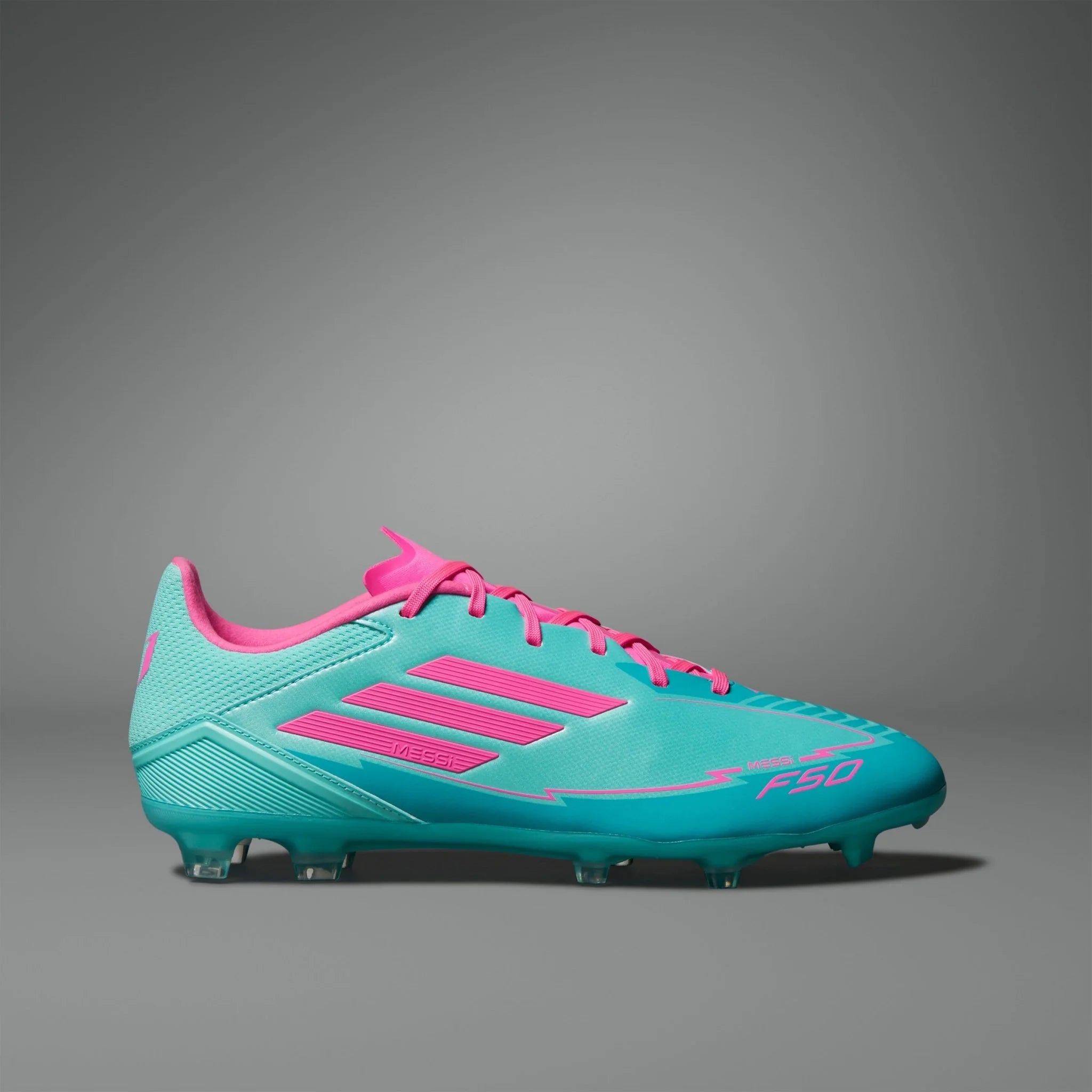 adidas F50 League Messi Firm Multi Ground Soccer Cleats Flash Aqua Lucid Pink Lucid Cyan