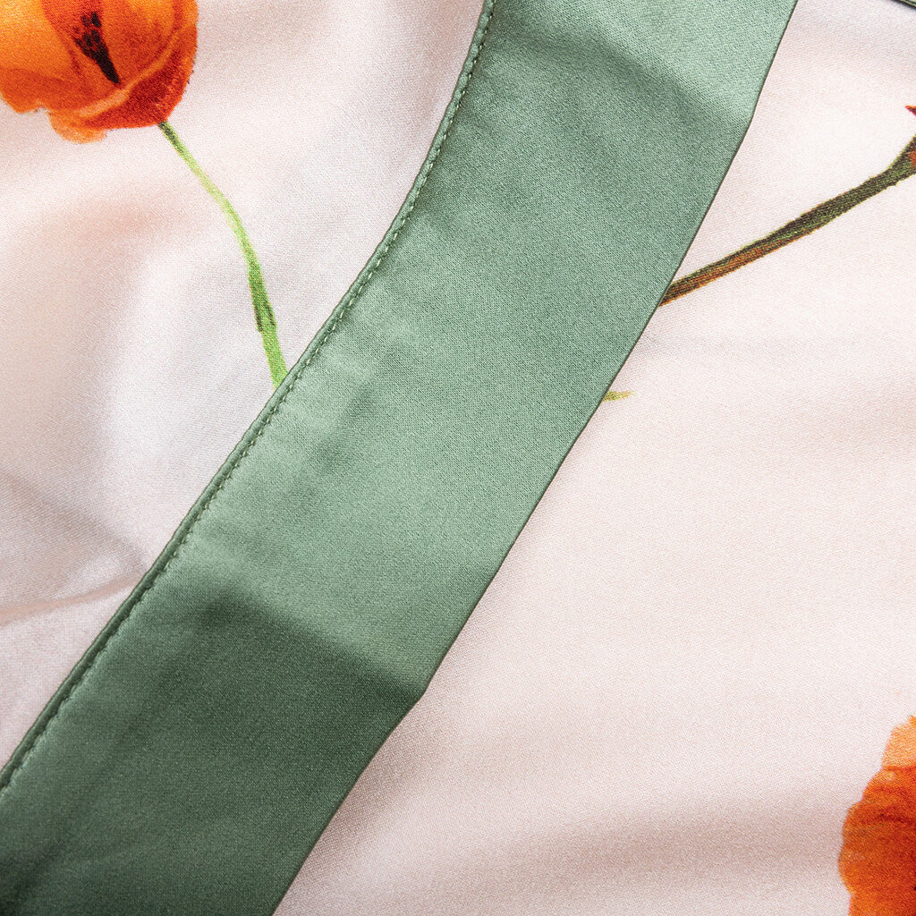 Color Block S S Silk Shirt Poppy Ivory