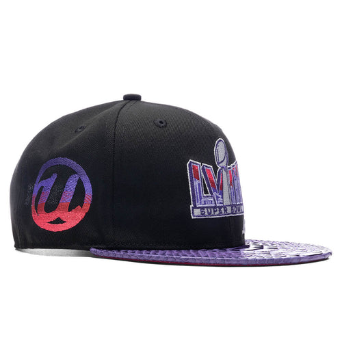 Just Don x Usher Super Bowl LVIII 9FIFTY Snapback Hat Black Purple Python