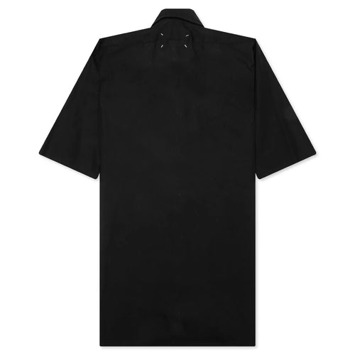 Point Collar Short Sleeve Shirt Black