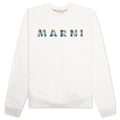 White Cotton Sweatshirt With Gingham Logo Natural White